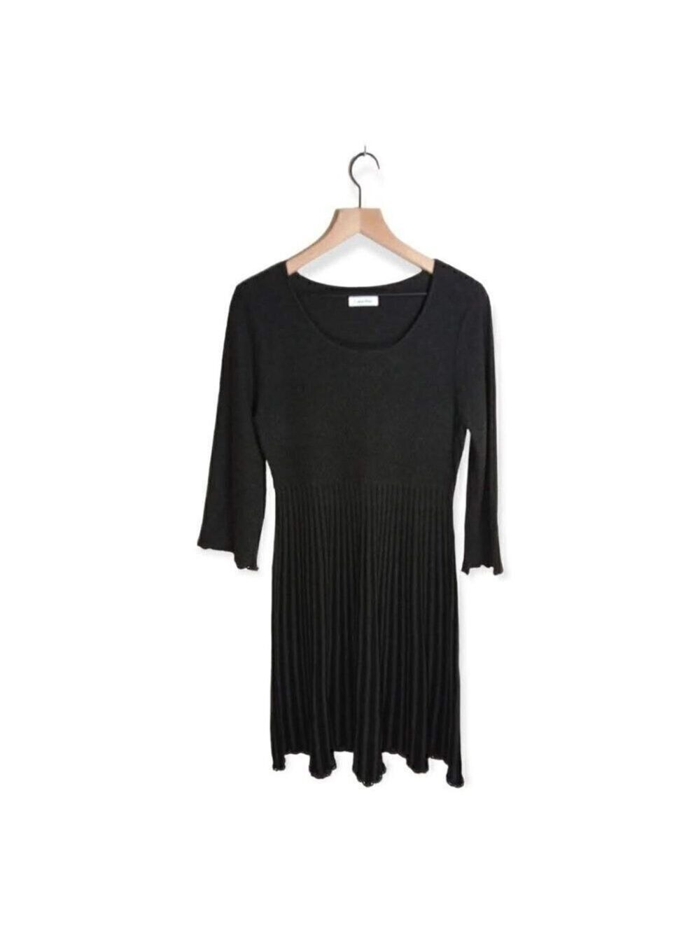 Calvin Klein Gray & Black Knit 3/4 Sleeve Mini Dress Size L
